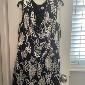 White House Black Market Black and White Midi Dress